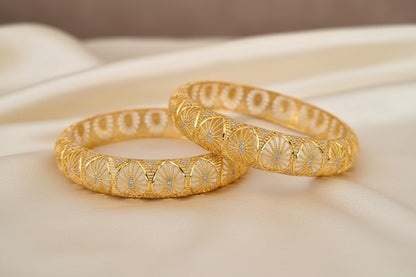 Luxury 92.5 Sterling Silver Gold Plated Nakshi Mesh Bangle Set