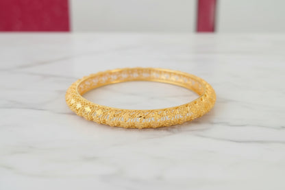 Luxury 92.5 Sterling Silver Gold Plated Star-Motif Mesh Bangle Set