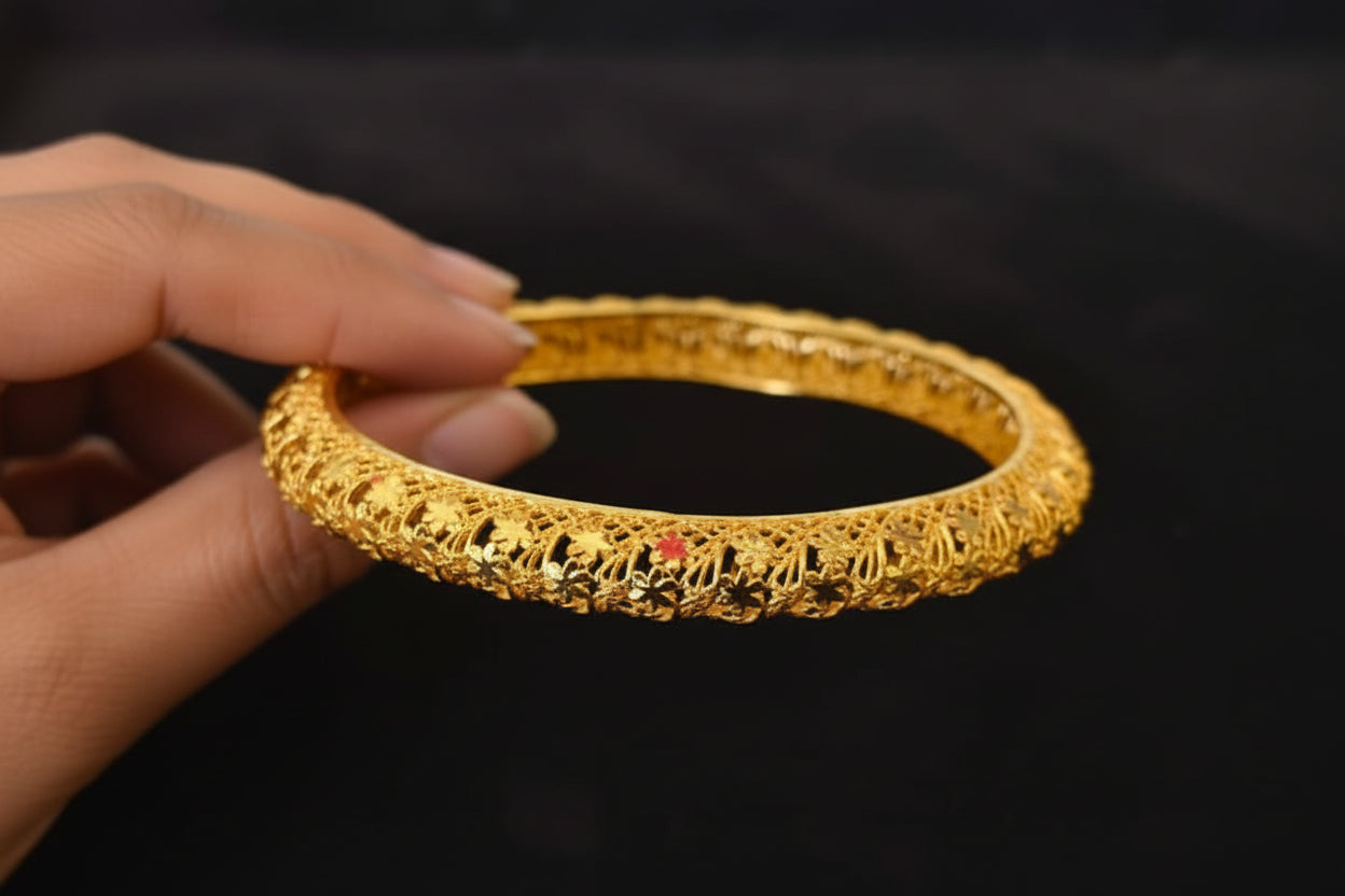 Luxury 92.5 Sterling Silver Gold Plated Star-Motif Mesh Bangle Set