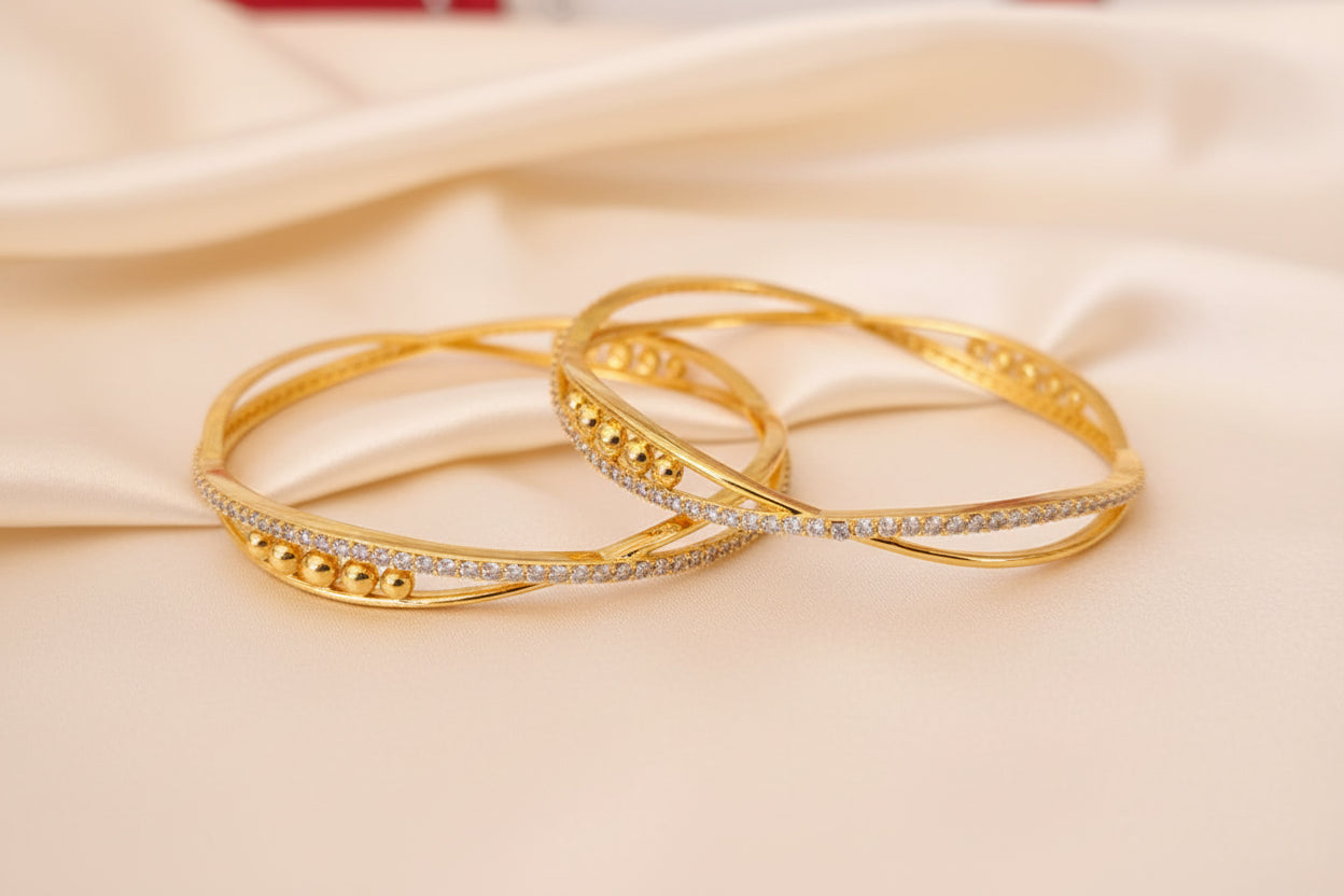 Luxury 92.5 Sterling Silver Gold Plated Leopard Statement Bangle Set