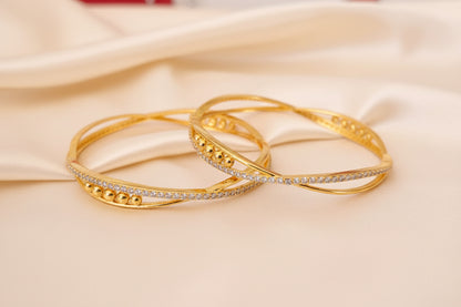 Luxury 92.5 Sterling Silver Gold Plated Leopard Statement Bangle Set