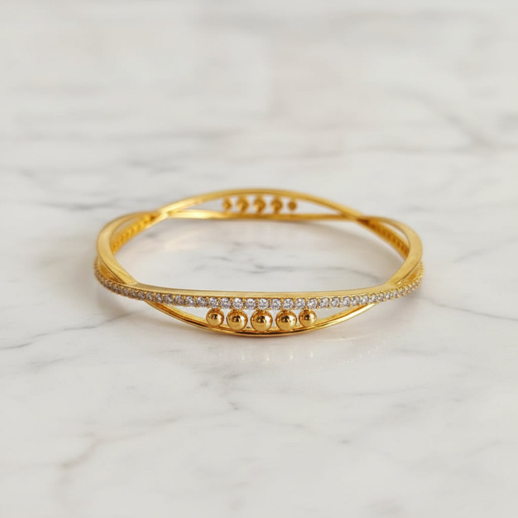 Luxury 92.5 Sterling Silver Gold Plated Leopard Statement Bangle Set