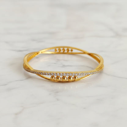 Luxury 92.5 Sterling Silver Gold Plated Leopard Statement Bangle Set