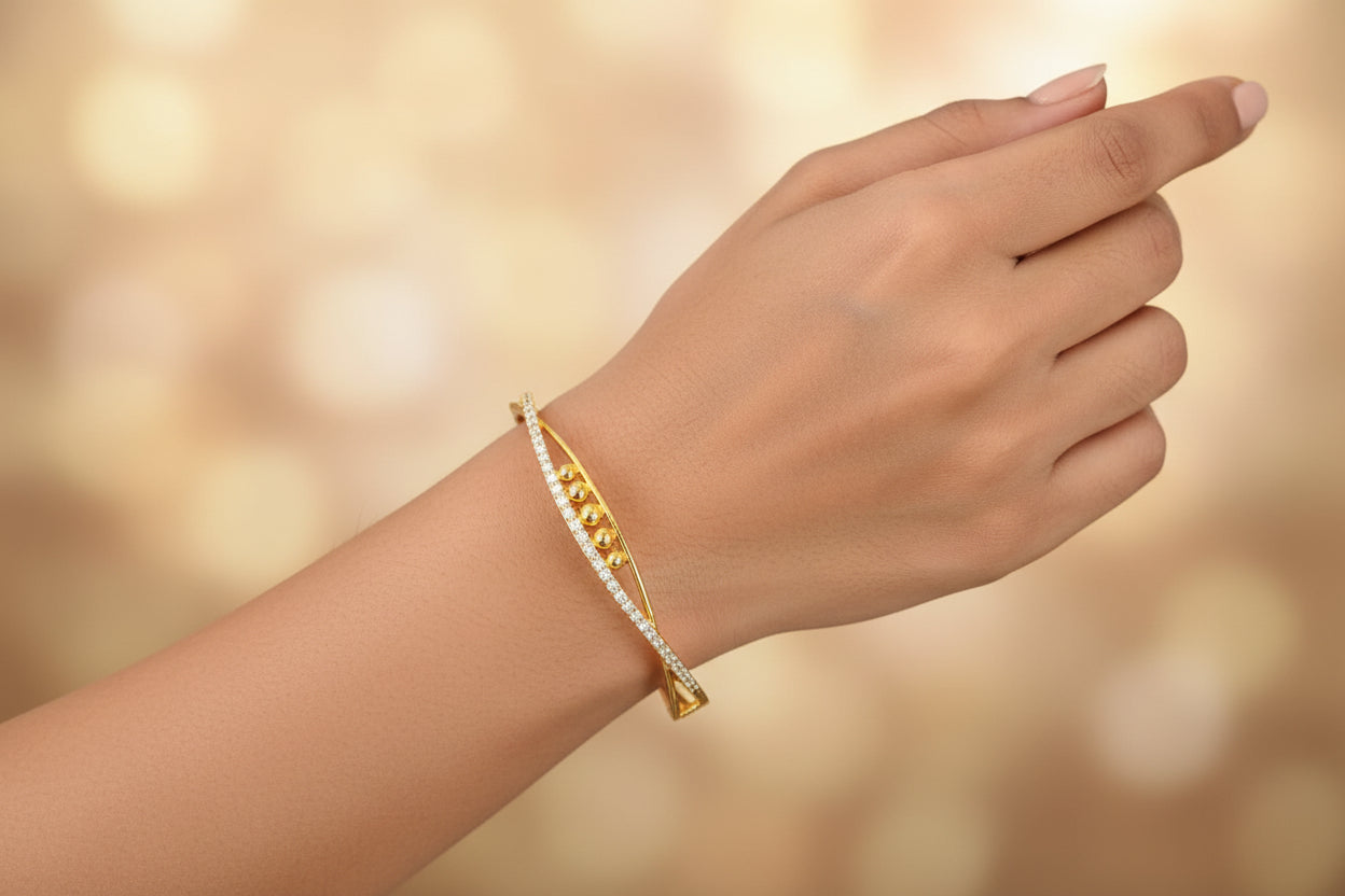 Luxury 92.5 Sterling Silver Gold Plated Leopard Statement Bangle Set