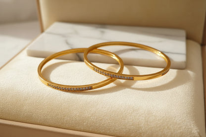 92.5 Sterling Silver Gold Plated Bangles Set