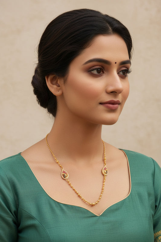 Luxury 92.5 Sterling Silver Nakshi Side-Pendant Mangalsutra