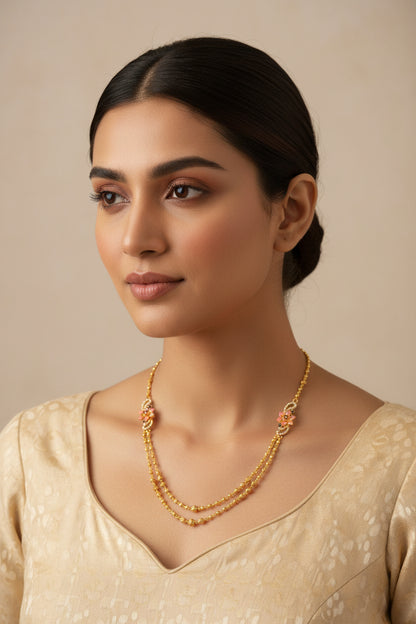 Luxury 92.5 Sterling Silver Gold Plated Flower Mangalsutra