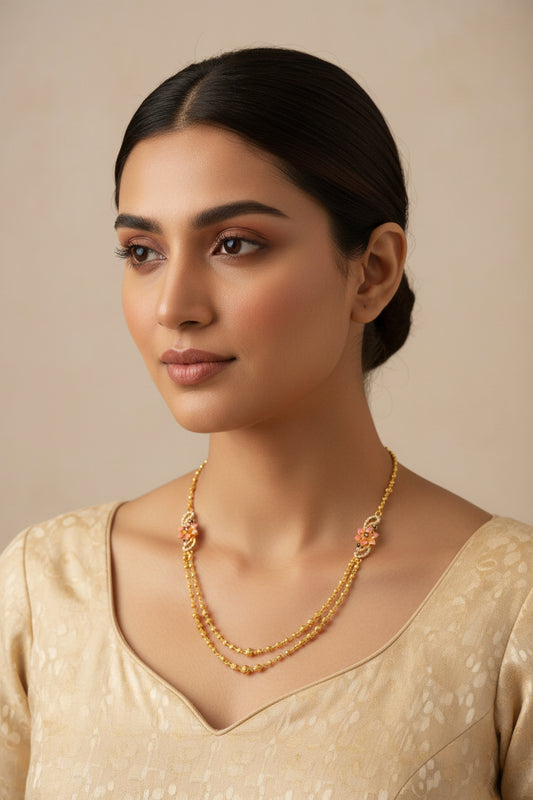 Luxury 92.5 Sterling Silver Gold Plated Flower Mangalsutra