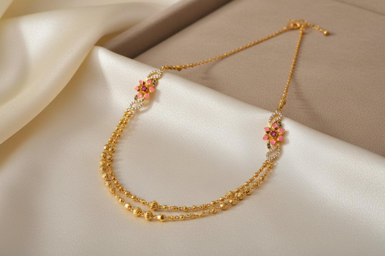Luxury 92.5 Sterling Silver Gold Plated Flower Mangalsutra