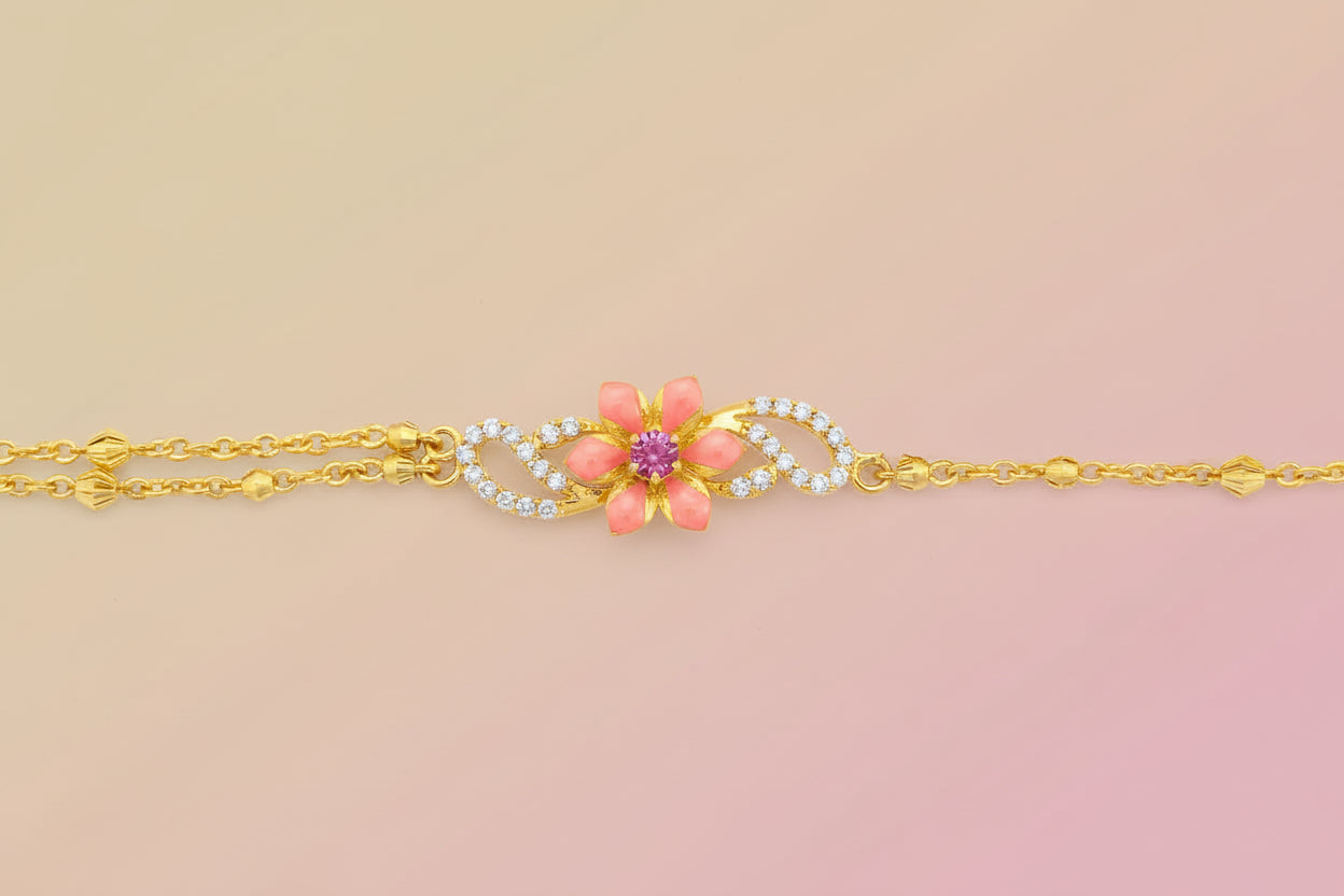 Luxury 92.5 Sterling Silver Gold Plated Flower Mangalsutra
