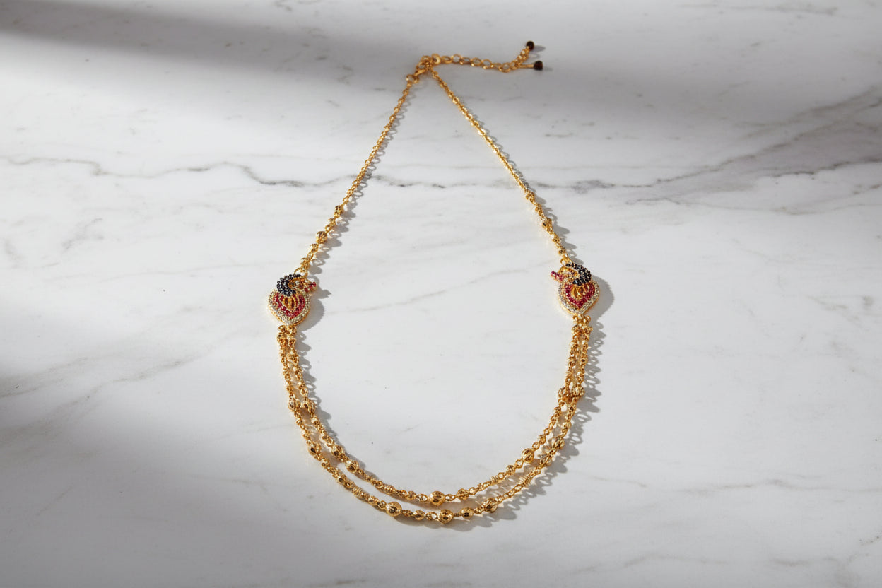 Pure 92.5 Sterling Silver Peacock Motif Mangalsutra