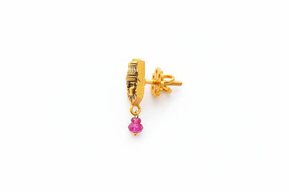 Gold Plated 92.5 Sterling Silver Divine Balaji Earrings with Pearl Drop