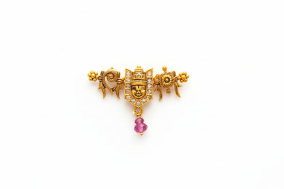 Gold Plated 92.5 Sterling Silver Divine Balaji Earrings with Pearl Drop