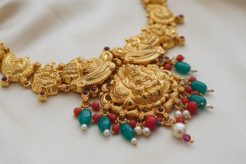 Antique Gold Plated 92.5 Sterling Silver Temple Jewelry Necklace