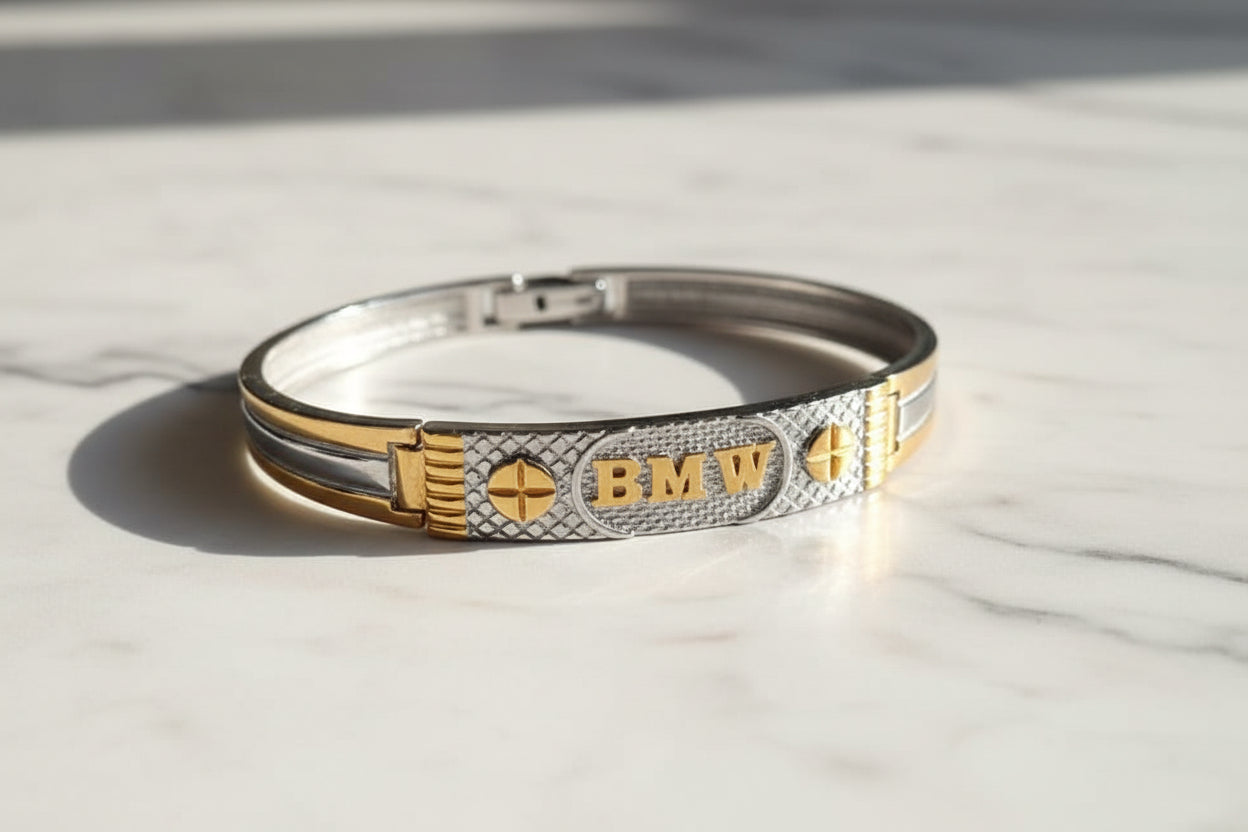 92.5 Sterling Silver Modern Geometric Link BMW Bracelet