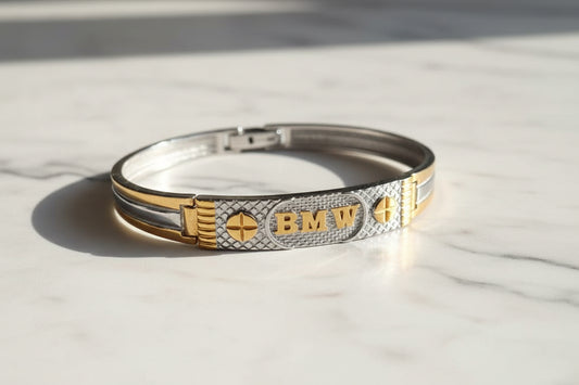 92.5 Sterling Silver Modern Geometric Link BMW Bracelet