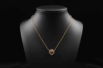 Gold Plated 92.5 Sterling Silver Delicate Heart Pendant Chain Necklace