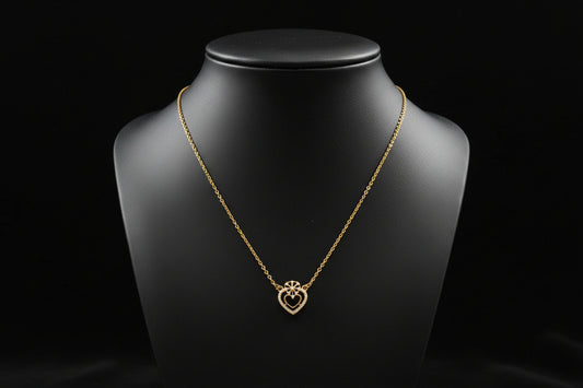 Gold Plated 92.5 Sterling Silver Delicate Heart Pendant Chain Necklace