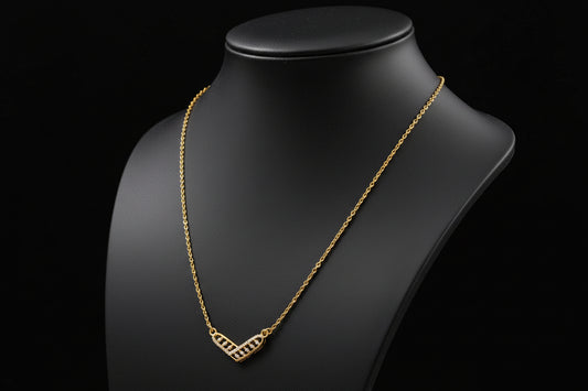 Gold Plated 92.5 Sterling Silver Geometric Chevron Pendant Necklace