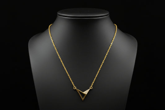 Gold Plated 92.5 Sterling Silver Geometric Triangle Pendant Necklace