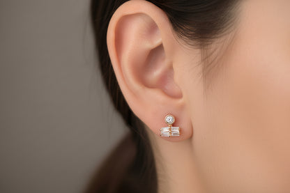 Gold Plated 92.5 Sterling Silver Modern Geometric Stud Earrings