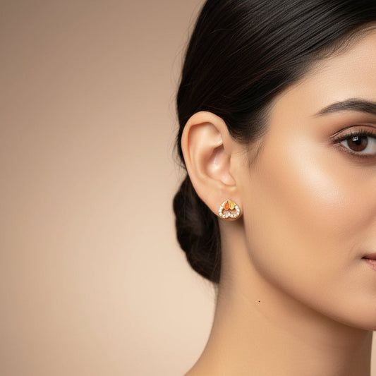 Gold Plated 92.5 Sterling Silver Romantic Open Heart Stud Earrings