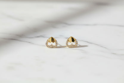 Gold Plated 92.5 Sterling Silver Romantic Open Heart Stud Earrings