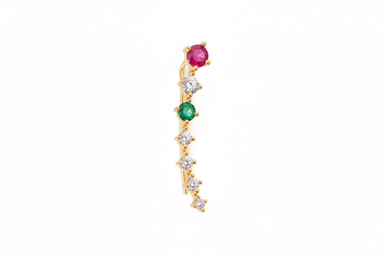 Gold Plated 92.5 Sterling Silver Multi-Stone Linear Drop Earrings