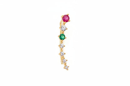 Gold Plated 92.5 Sterling Silver Multi-Stone Linear Drop Earrings