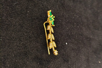 Gold Plated 92.5 Sterling Silver Emerald Floral Vine Long Drop Earrings