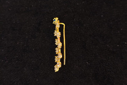Gold Plated 92.5 Sterling Silver Blue Sapphire-Tone Vine Ear Crawlers