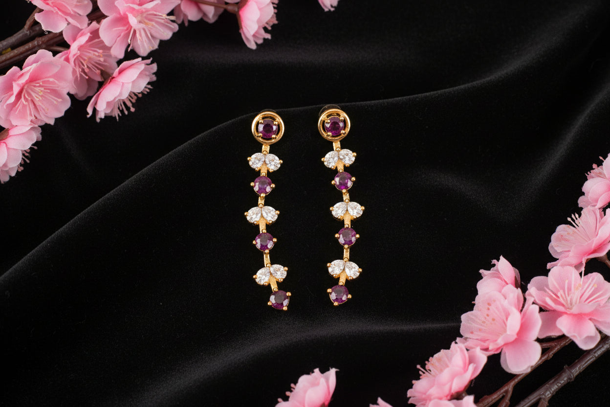 Gold Plated 92.5 Sterling Silver Floral Cluster Stud Earrings