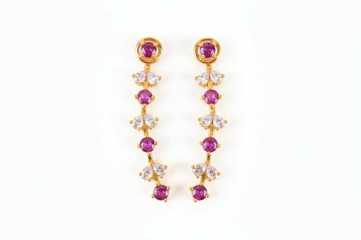 Gold Plated 92.5 Sterling Silver Floral Cluster Stud Earrings