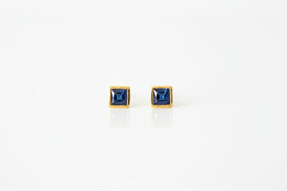 Gold Plated 92.5 Sterling Silver Square Solitaire Stud Earrings