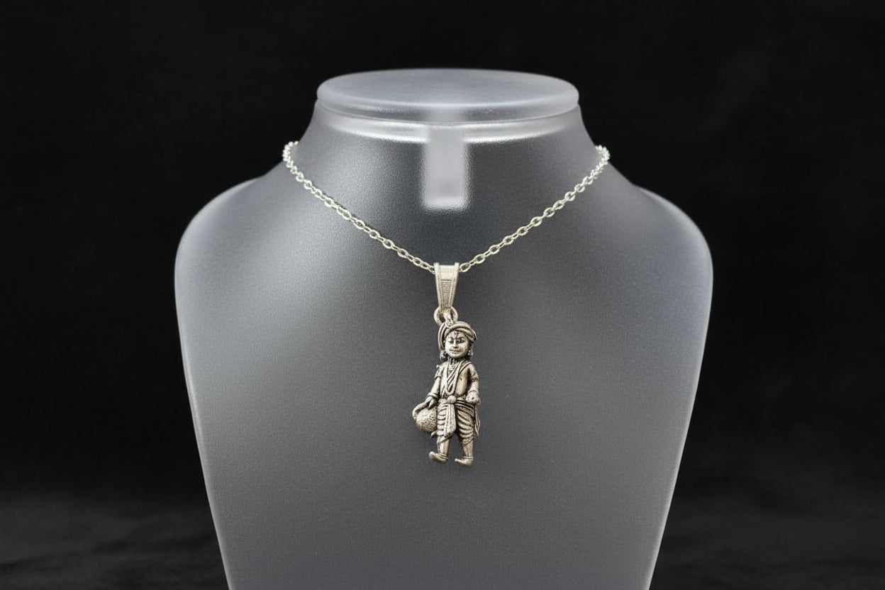 Antique Finish 92.5 Sterling Silver Bal Krishna Pendant