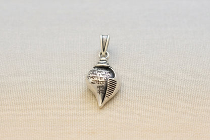 92.5 Sterling Silver Shankh Pendant with Krishna Mantra