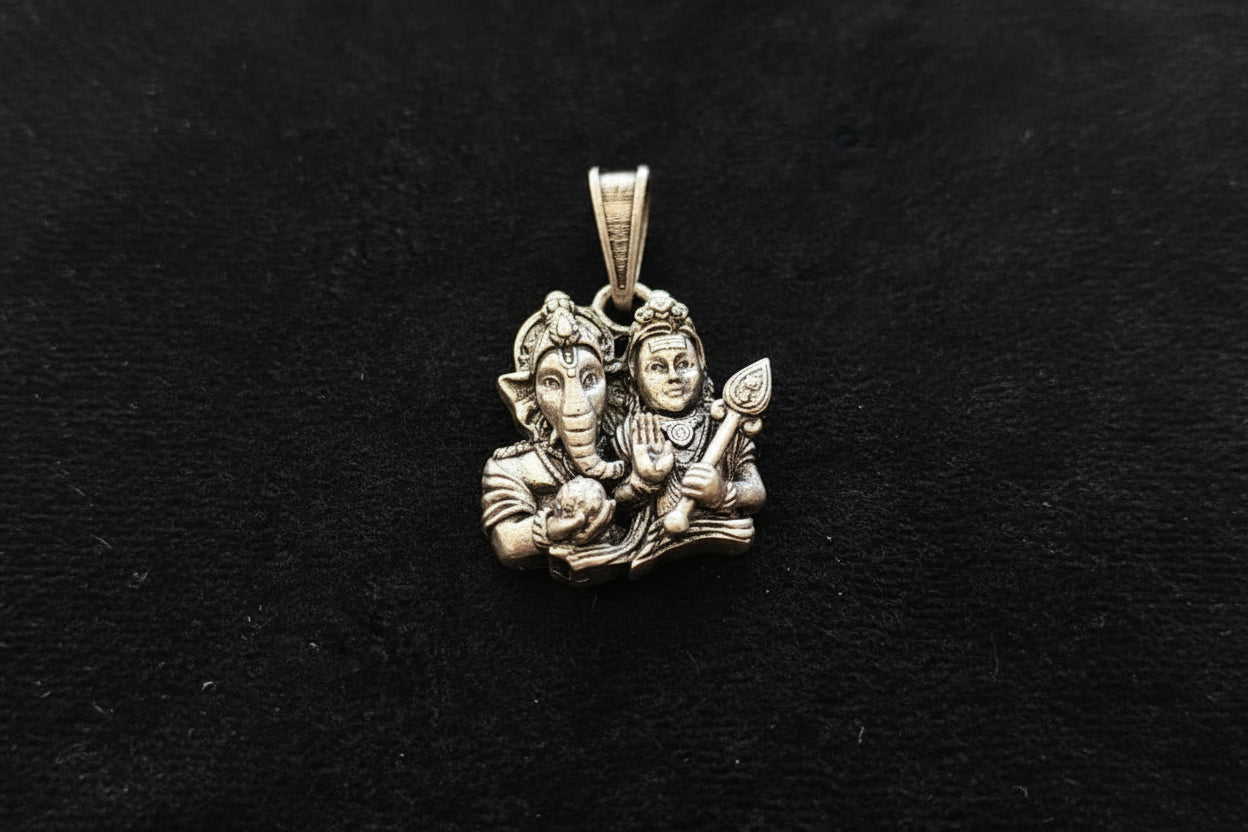 Pure 92.5 Silver Ganesha & Lord Murugan Pendant