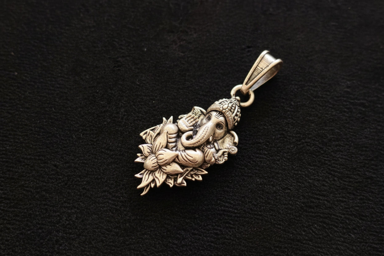 Handcrafted Pure 92.5 Silver Ganesha Idol Pendant