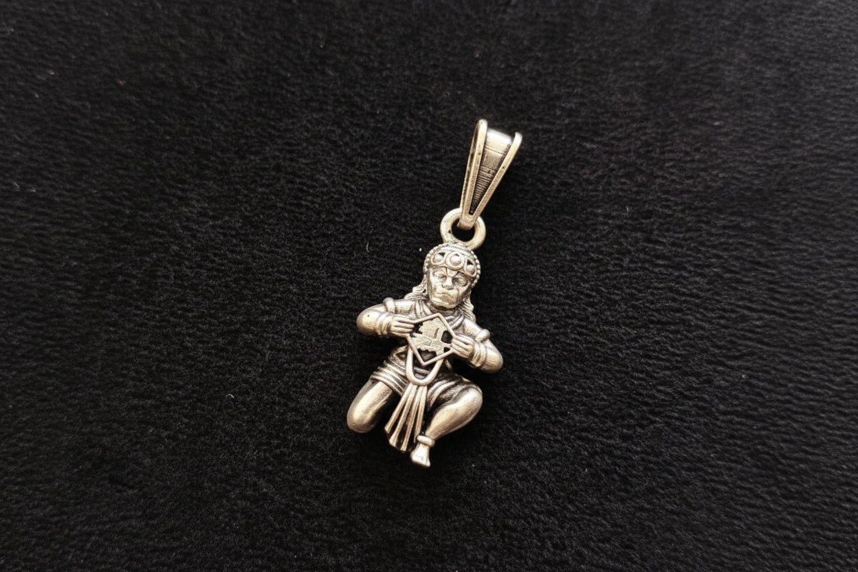 Antique 925 Sterling Silver Lord Hanuman(Raudra Design) Pendant