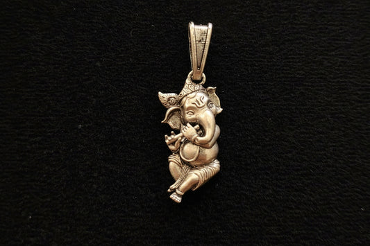 Antique 92.5 Sterling Silver Flute Ganesha Pendant