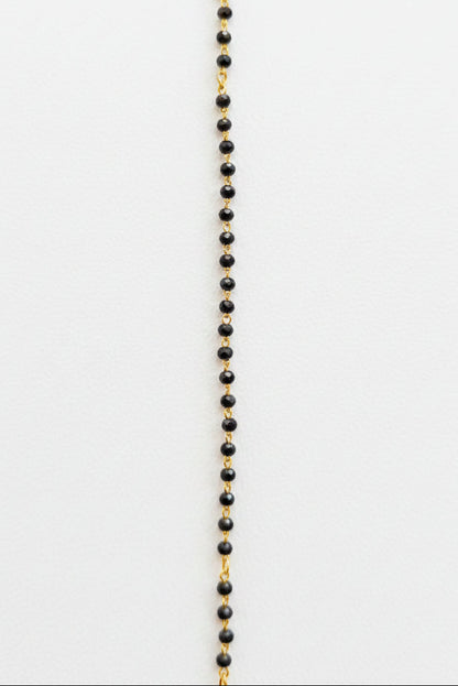Pure 925 Silver Gold Coated Black Bead Mangalsutra with Elegant Pendant