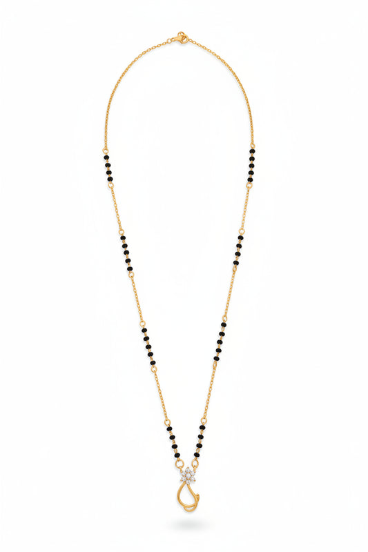 Pure 925 Silver Gold Coated Black Bead Mangalsutra with Designer Pendant