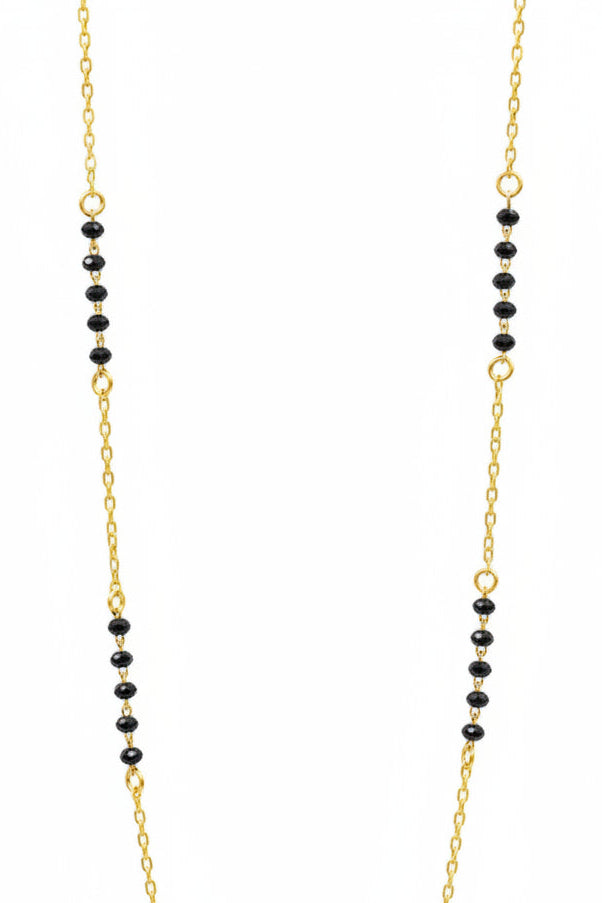 Pure 925 Silver Gold Coated Black Bead Mangalsutra with Designer Pendant