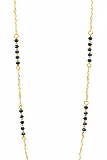 Pure 925 Silver Gold Coated Black Bead Mangalsutra with Designer Pendant