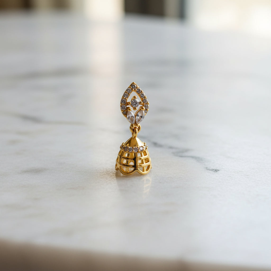 Pure 92.5 Silver Gold Plated CZ Jhumka Earrings – Traditional Dangler Earrings