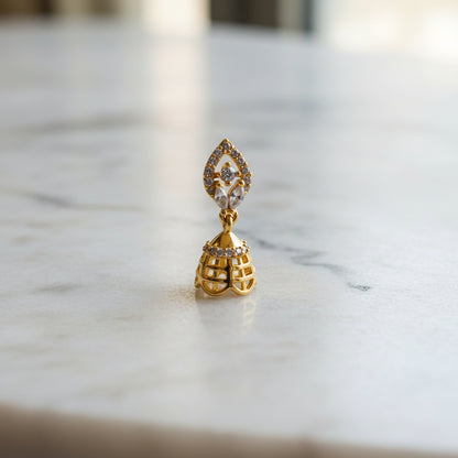 Pure 92.5 Silver Gold Plated CZ Jhumka Earrings – Traditional Dangler Earrings