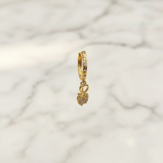 Pure 92.5 Silver Gold Plated CZ Heart Dangle Earrings for Women
