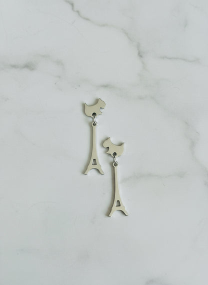 Parisian Pup Dangle Earrings - silvercarats