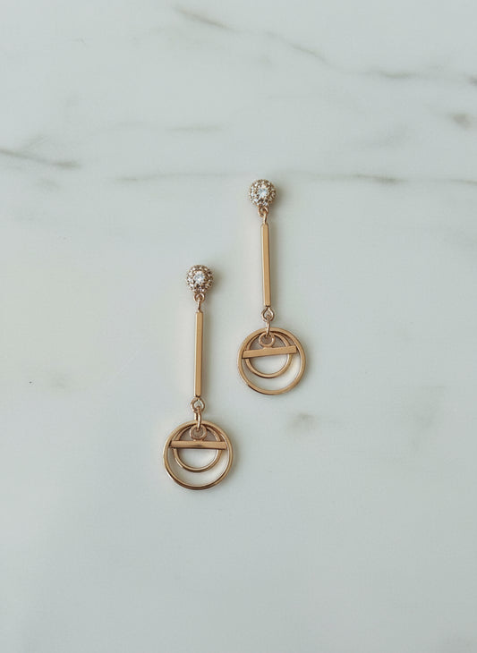 Elegant Minimalist Drop Earrings with Geometric design rose gold - silvercarats
