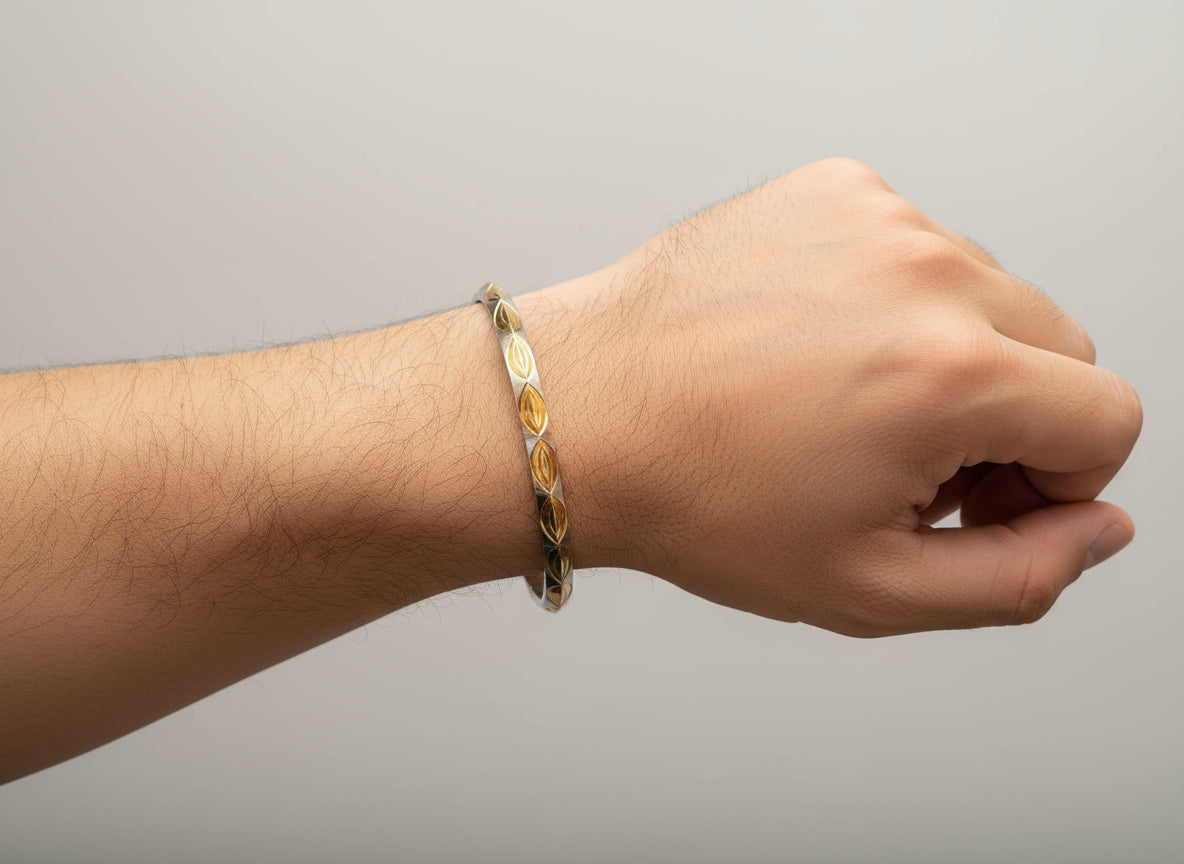 Elegant Two-Tone Engraved Kada for Gents